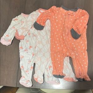 Cloud Island Flamingo and Polka Dot Footies - Pink and Orange
